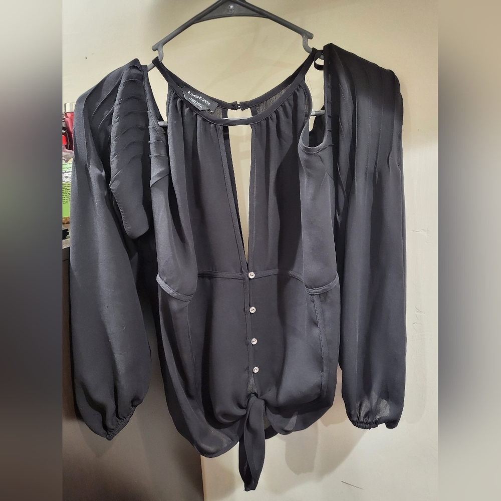 bebe Black Button-Front Blouse